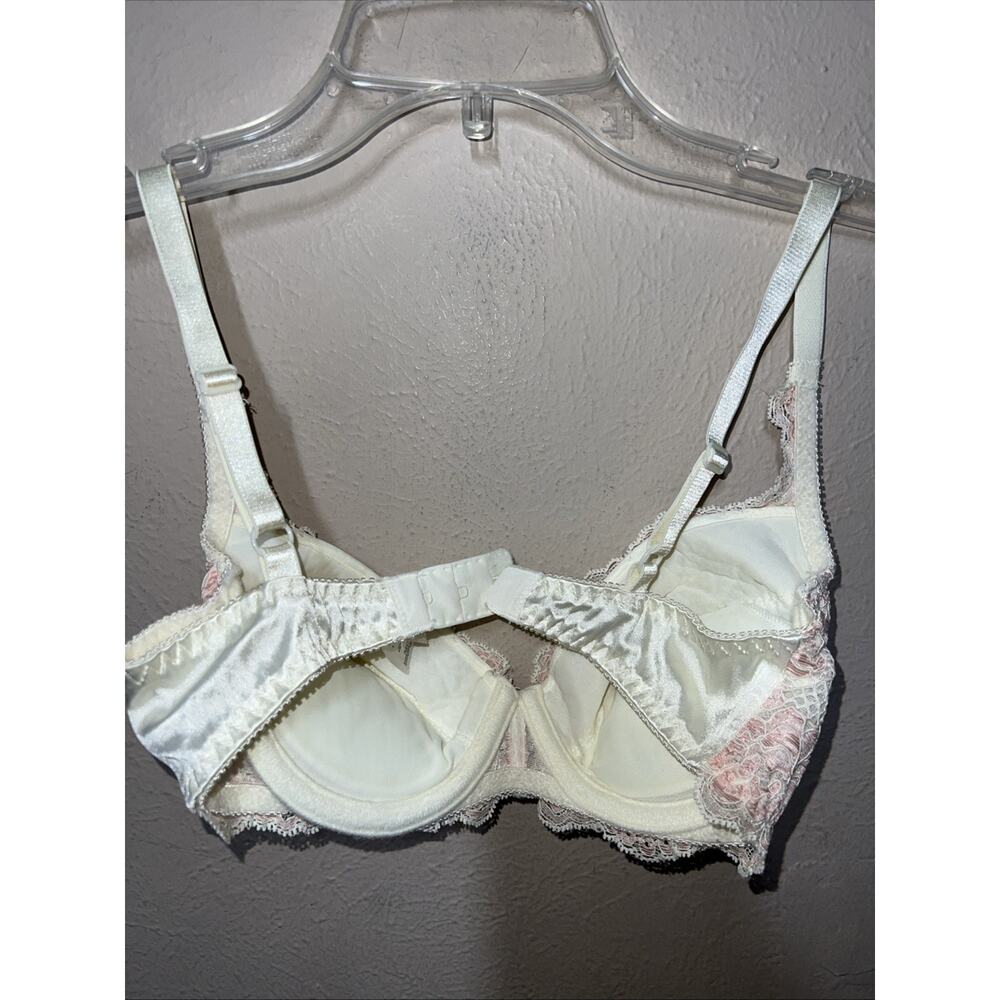 Vintage 90s Victoria's Secret Bra 32C Cream Pink Lace Removable Pads Push Up VS - Picture 8 of 13
